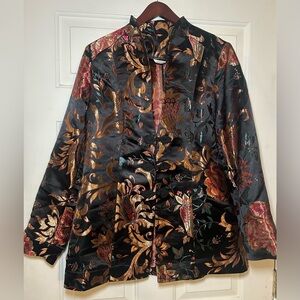 Soft Surroundings Satin Jacket Moon‎ Dynasty Size M Satin Brocade STUNNING